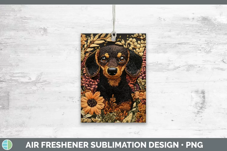 Embroidered Dachshund Air Freshener Sublimation Car Freshene