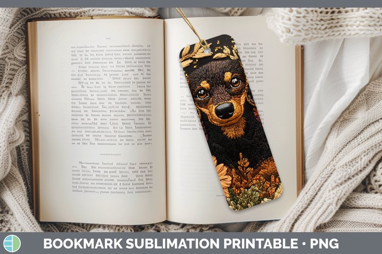 Embroidered Dachshund Bookmark Sublimation Printable Designs