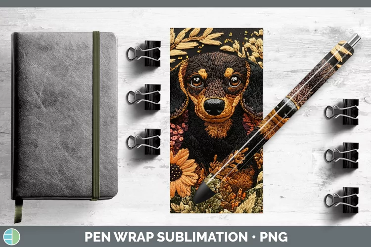 Embroidered Dachshund Pen Wrap Sublimation Pen Designs