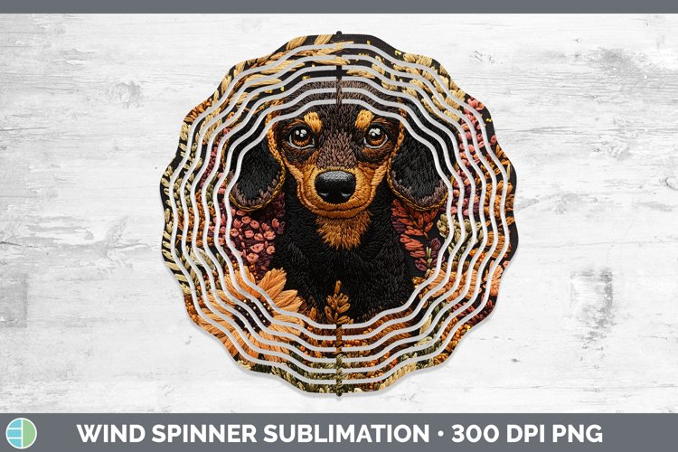Embroidered Dachshund Wind Spinner Sublimation Spinner Desig