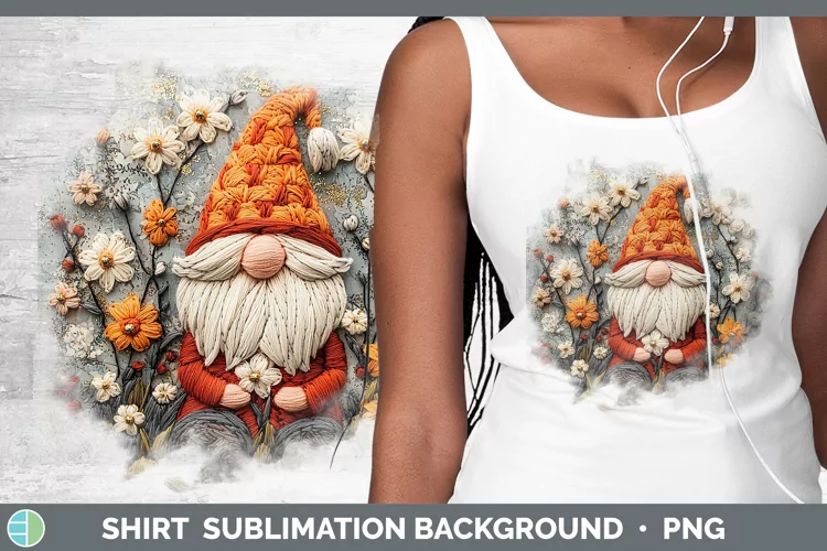 Embroidered Gnome Shirt Sublimation Sublimation Background D