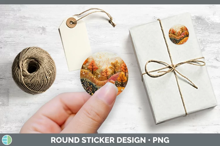 Embroidered Landscape Stickers | Round Labels Designs