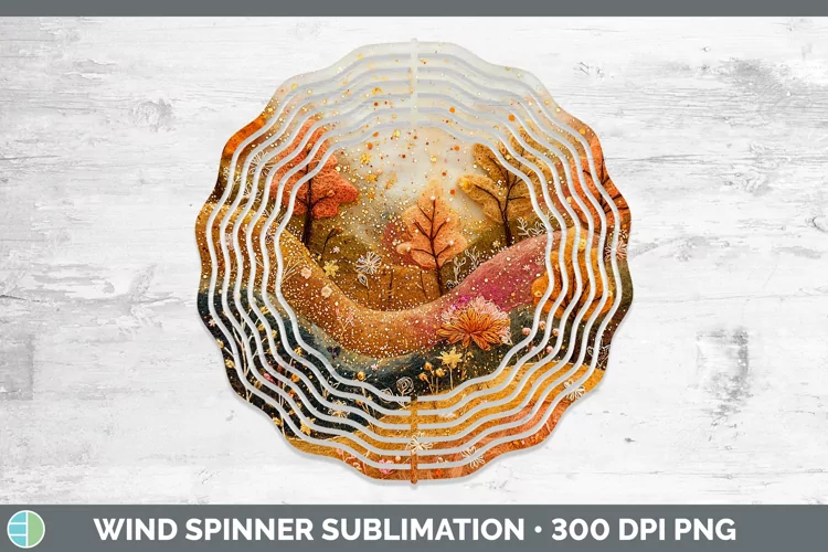 Embroidered Landscape Wind Spinner Sublimation Spinner Desig