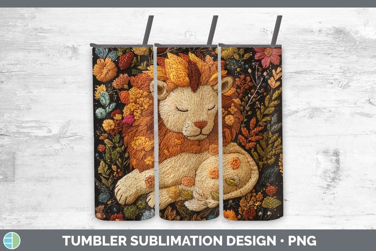Embroidered Lion Tumbler Sublimation 20 oz Skinny Tumbler De