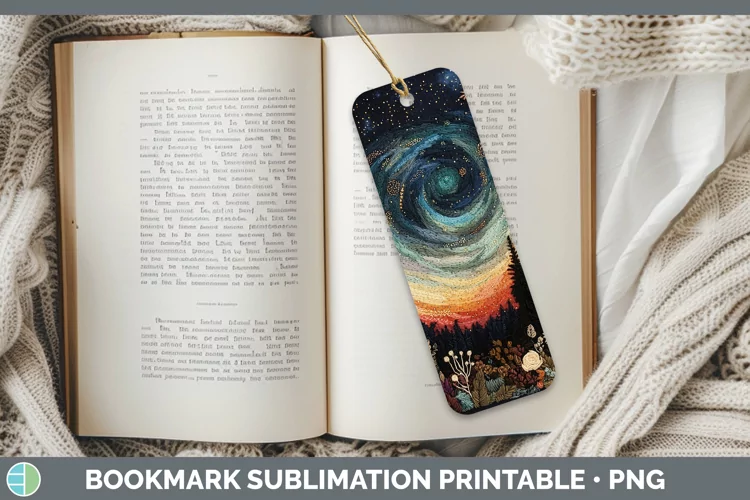 Embroidered Northern Lights Bookmark Sublimation Printable D