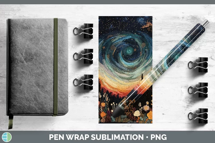 Embroidered Northern Lights Pen Wrap Sublimation Pen Designs