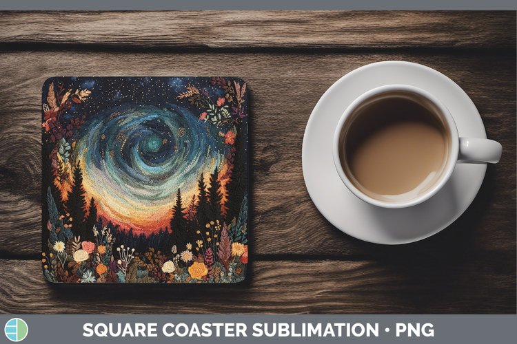 GorgeousEmbroidered Square Coaster design.