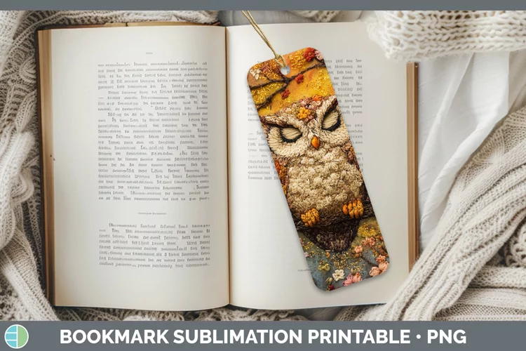 Embroidered Owl Bookmark Sublimation Printable Designs