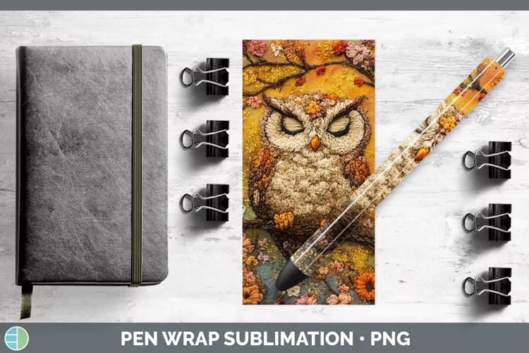 Embroidered Owl Pen Wrap Sublimation Pen Designs