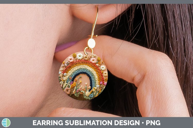 GorgeousEmbroidered Round Earrings design.