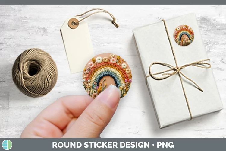 Embroidered Rainbow Stickers | Round Labels Designs