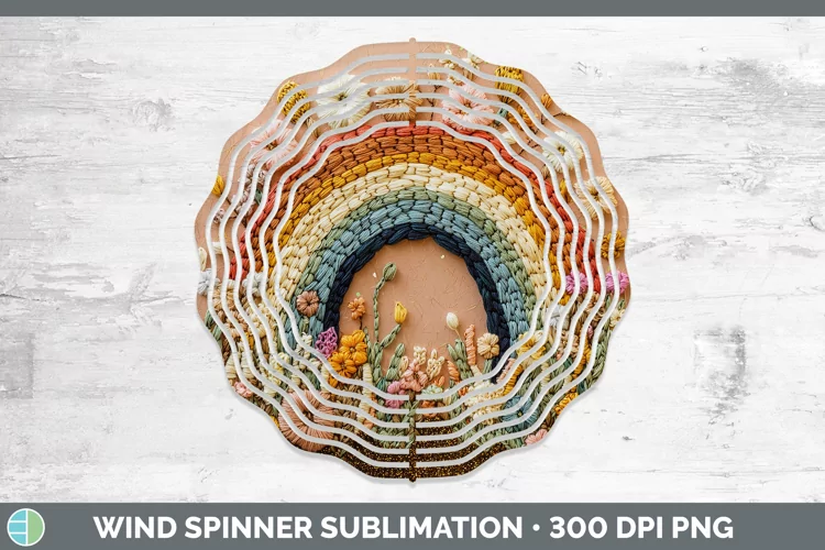 Embroidered Rainbow Wind Spinner Sublimation Spinner Designs