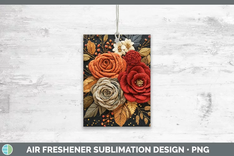 Embroidered Rose Air Freshener Sublimation Car Freshener Des