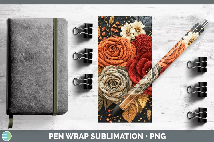 Embroidered Rose Pen Wrap Sublimation Epoxy Pen Designs