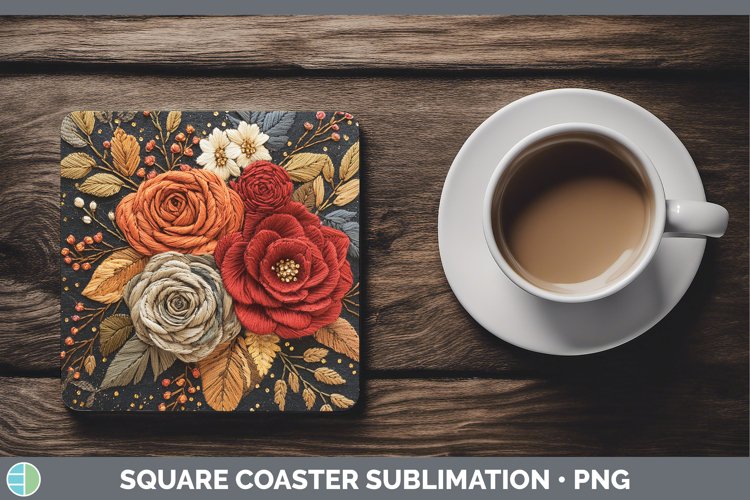 GorgeousEmbroidered Square Coaster design.