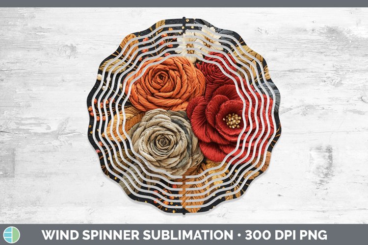 Embroidered Rose Wind Spinner Sublimation Spinner Designs