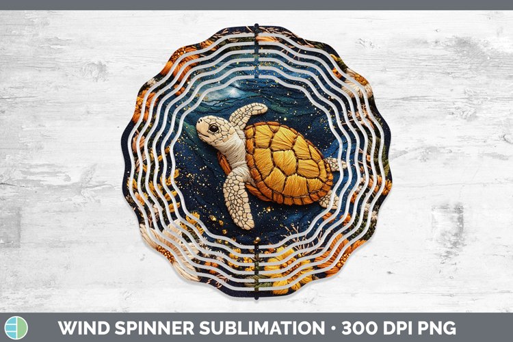 Embroidered Sea Turtle Wind Spinner Sublimation Spinner Desi
