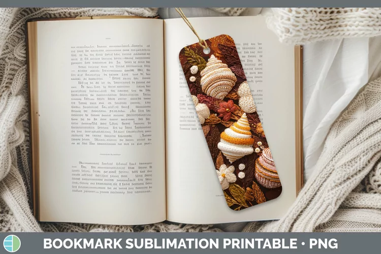Embroidered Seashell Bookmark Sublimation Printable Designs