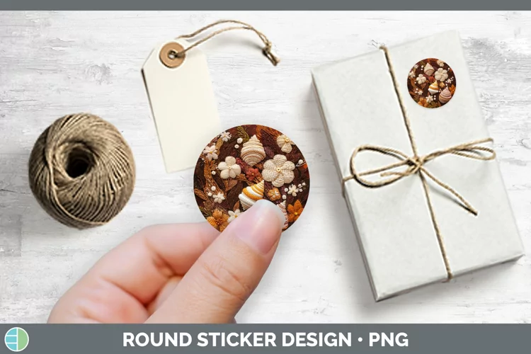 Embroidered Seashell Stickers | Round Labels Designs