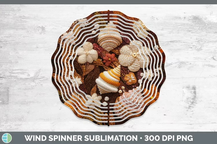 Embroidered Seashell Wind Spinner Sublimation Spinner Design