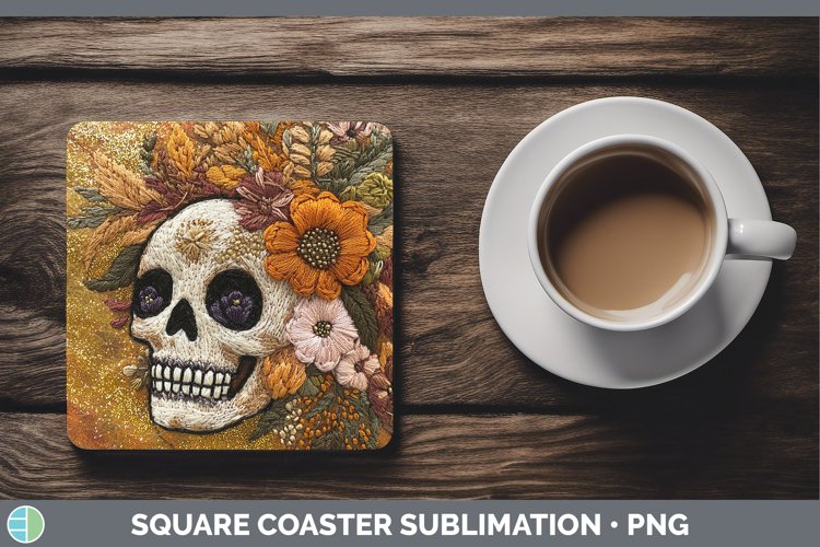 GorgeousEmbroidered Square Coaster design.