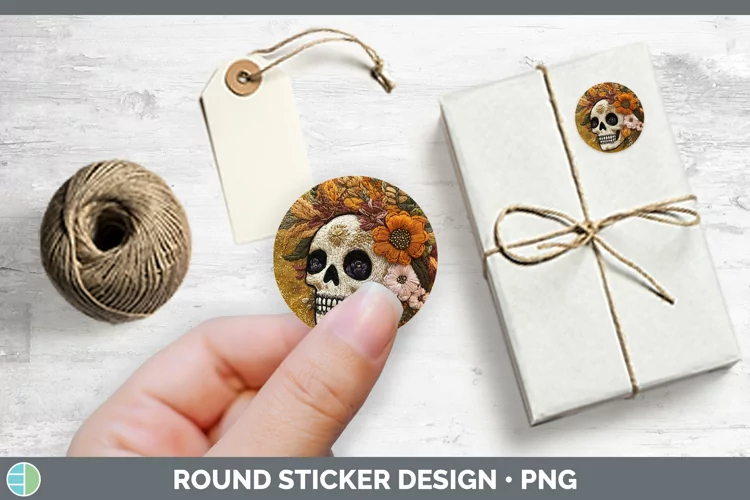 Embroidered Skull Stickers | Round Labels Designs