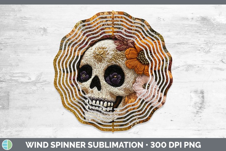 Embroidered Skull Wind Spinner Sublimation Spinner Designs