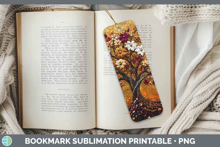 Embroidered Tree of Life Bookmark Sublimation Printable Desi
