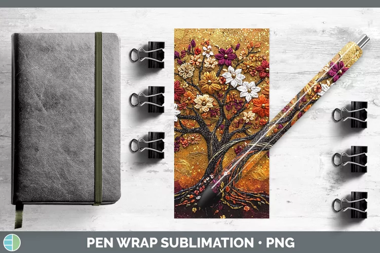 Embroidered Tree of Life Pen Wrap Sublimation Pen Designs