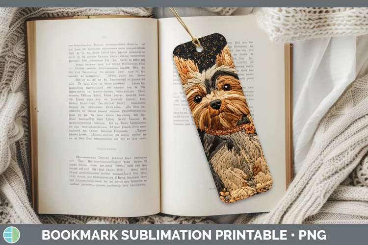 Embroidered Yorkshire Terrier Bookmark Sublimation Printable