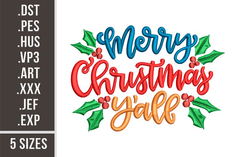 Merry Christmas Y'all | Embroidery Design example image 1