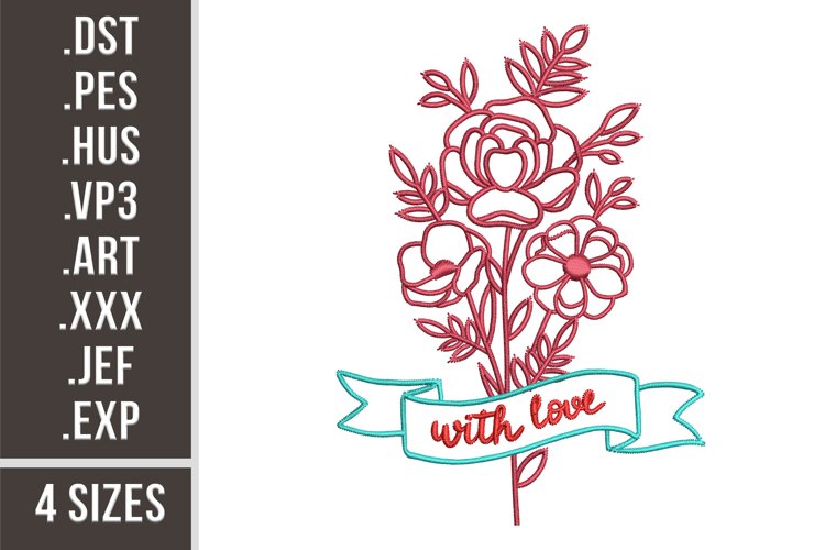 Floral Bundle With Love | Embroidery Design example image 1