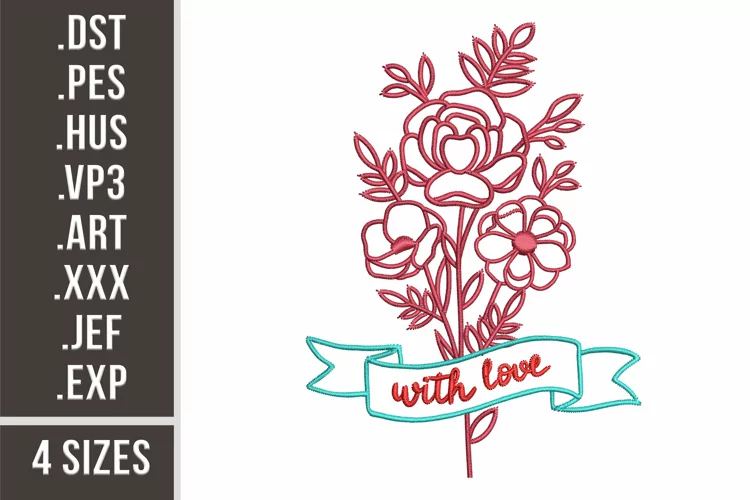 Floral Bundle With Love | Embroidery Design