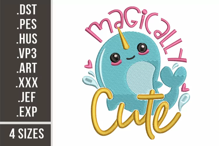Magically Cute Narwhal | Embroidery Design
