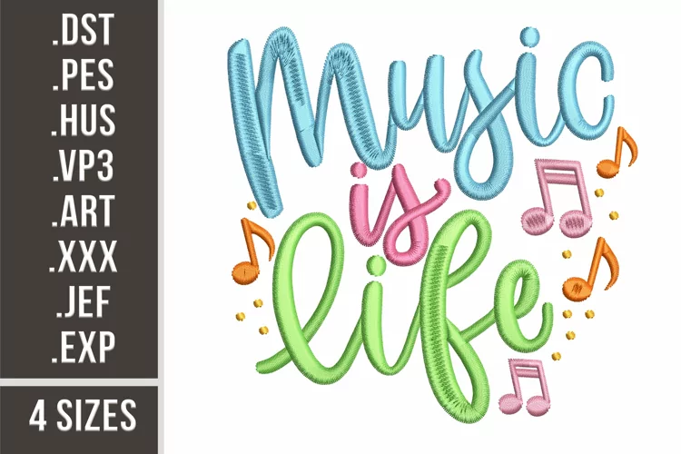 Music Is Life | Embroidery Design