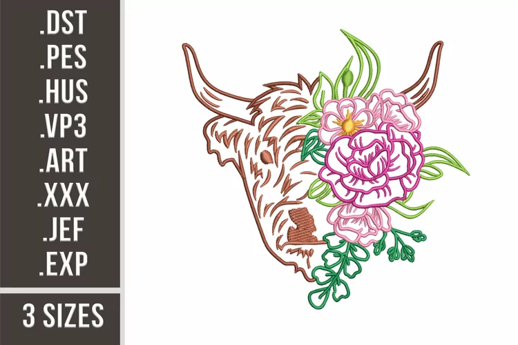 Floral Cow | Embroidery Design
