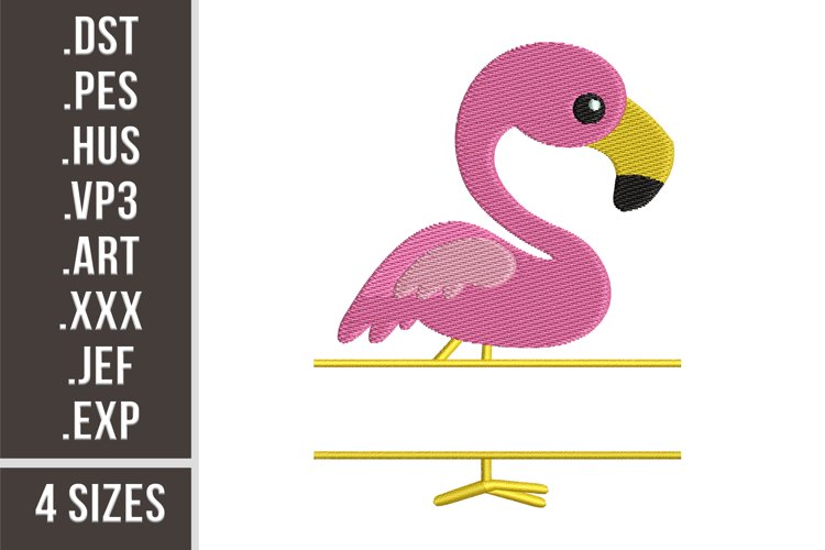 Baby Flamingo | Split Monogram Embroidery Design example image 1