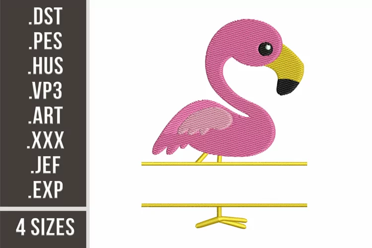 Baby Flamingo | Split Monogram Embroidery Design