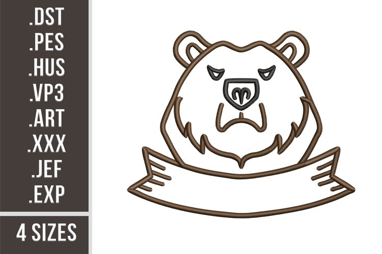 Bear Head | Animal Monogram Embroidery example image 1