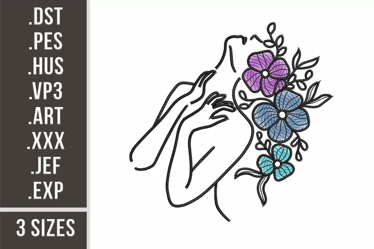 Sensual Floral Woman | Flowers Embroidery