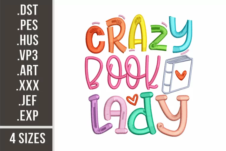 Crazy Book Lady | Embroidery Design