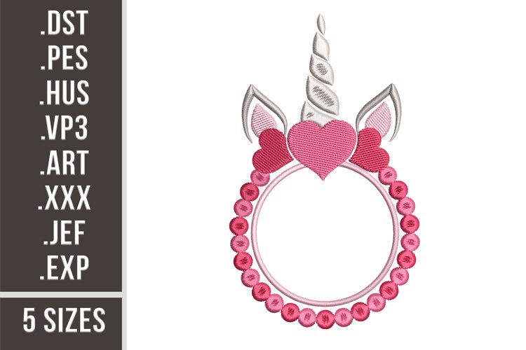 Unicorn Love Monogram | St. Valentine's Day Embroidery example image 1