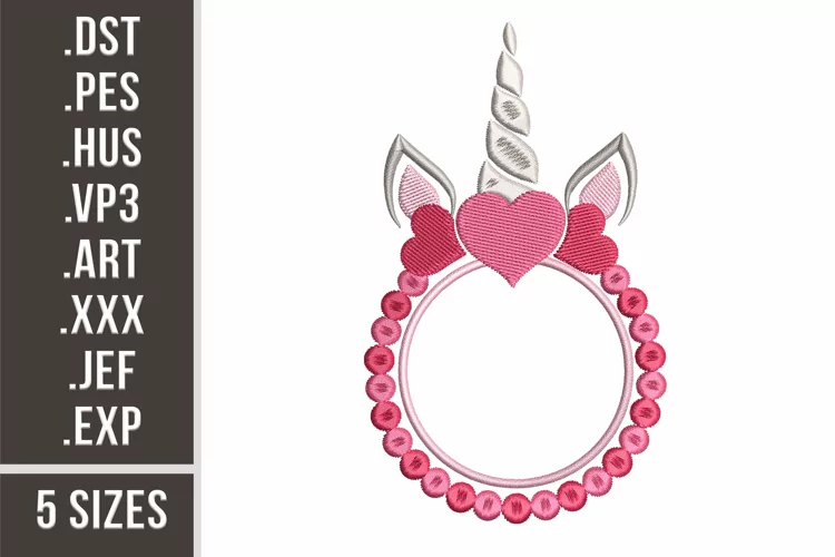 Unicorn Love Monogram | St. Valentine's Day Embroidery