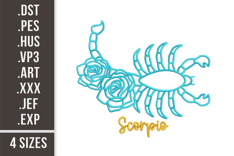 Floral Scorpio | Zodiac Sign Embroidery Design
