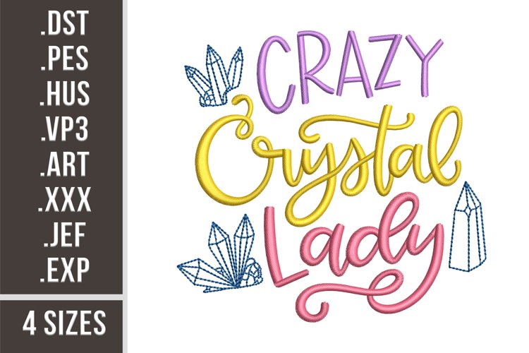 Crazy Crystal Lady | Embroidery Design example image 1