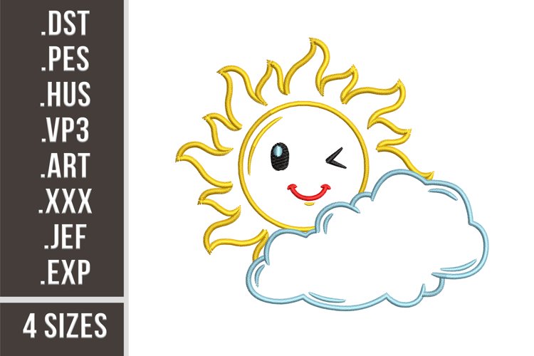 Sun With Cloud | Baby Weather Embroidery example image 1
