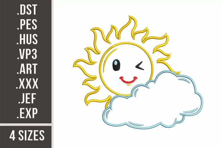 Sun With Cloud | Baby Weather Embroidery
