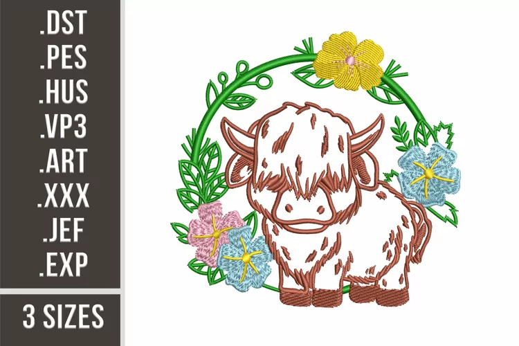 Cute Highland Cow | Animal Embroidery