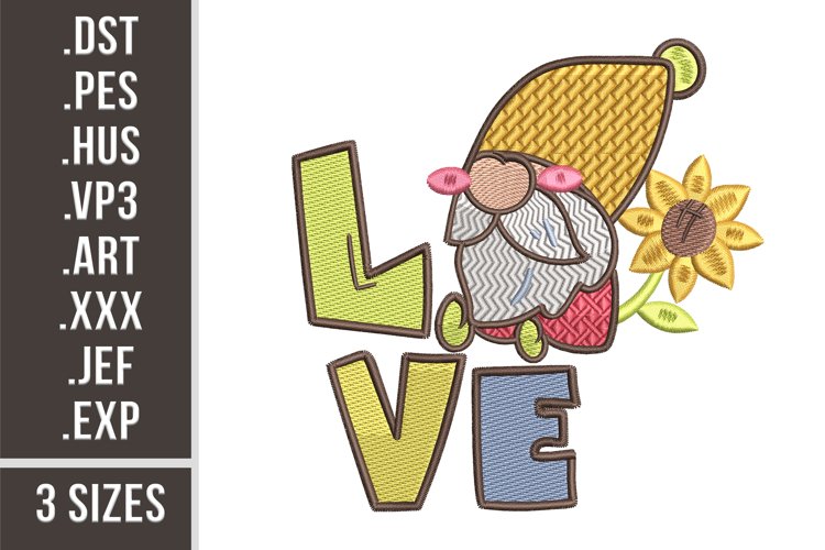 Spring Love Gnome| Machine Embroidery Design example image 1
