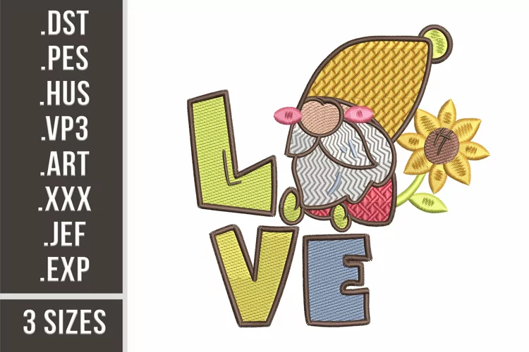 Spring Love Gnome| Machine Embroidery Design